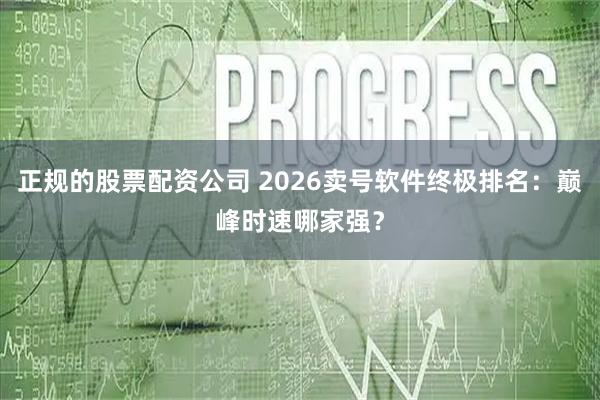 正规的股票配资公司 2026卖号软件终极排名：巅峰时速哪家强？